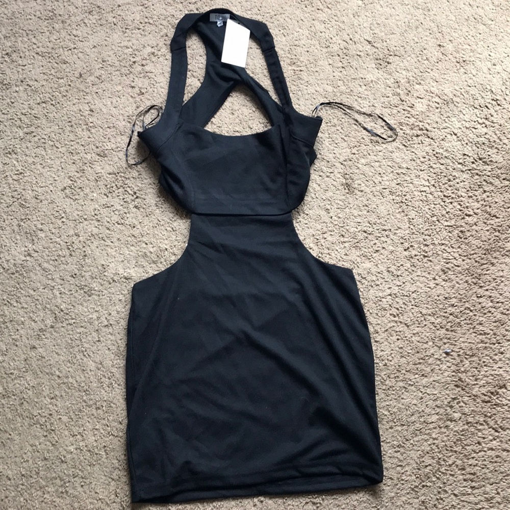 Backless black dress